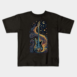 Starry Guitar Gifts Guitarist Rock Concert Festival Guitar Kids T-Shirt